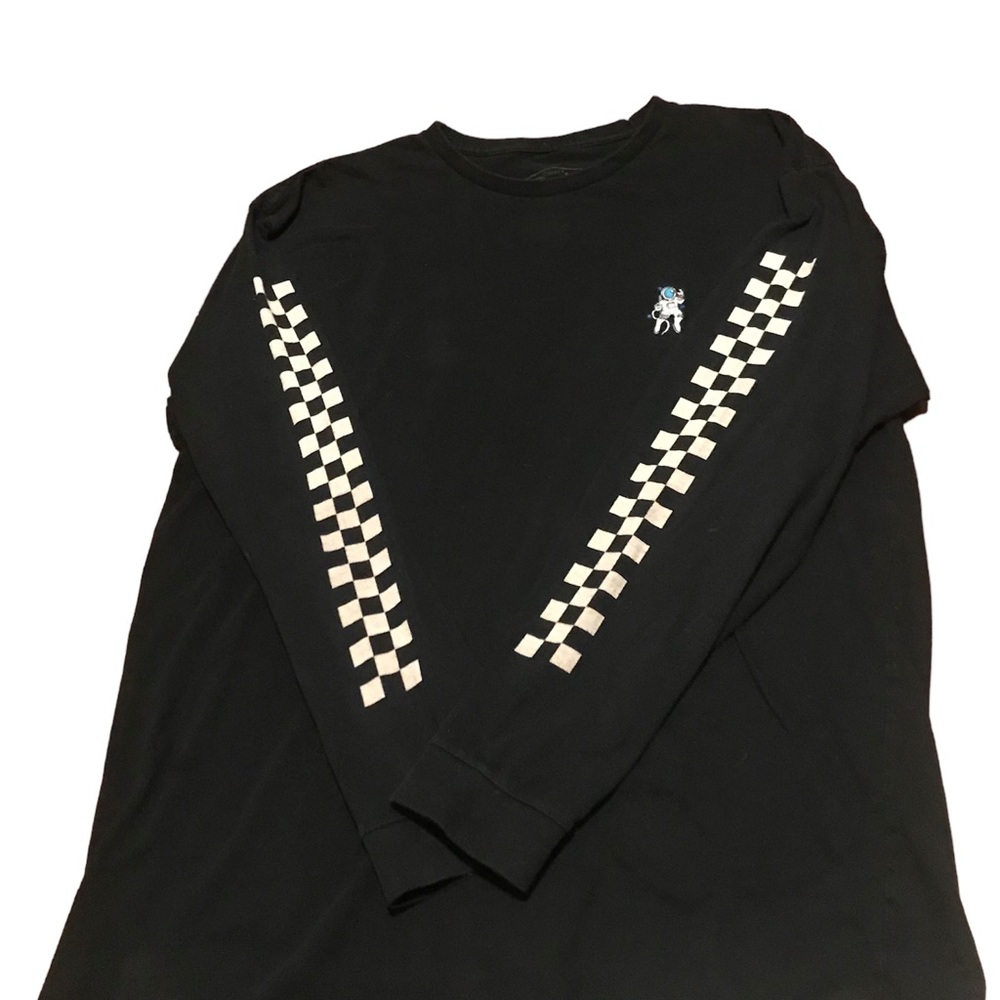 Vintage Space man long sleeve shirt with checkered sleeves  ($10) XL Mens